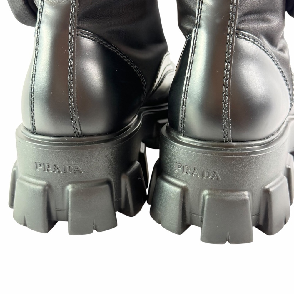 PRADA Re-Nylon White Leather Monolith With Pouch Ankle Men's Boots 8.5UK - 9.5US - Picture 8 of 16
